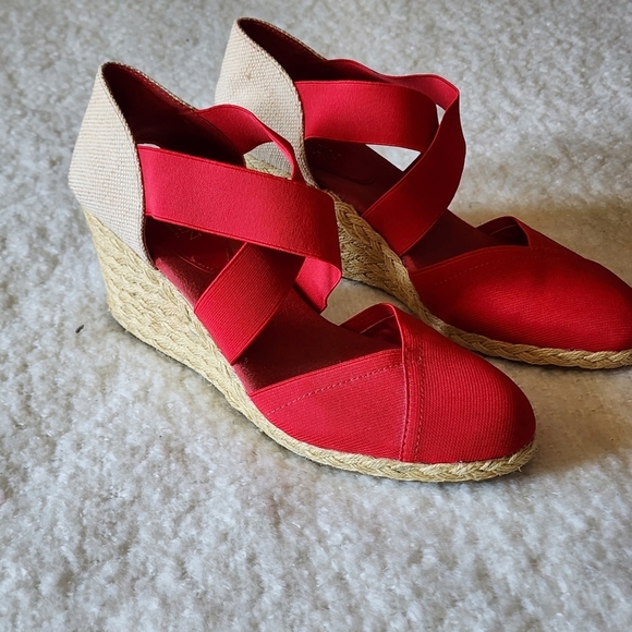 Ralph lauren platform close toe wedge espadrile color red size 9 - Picture 6 of 7